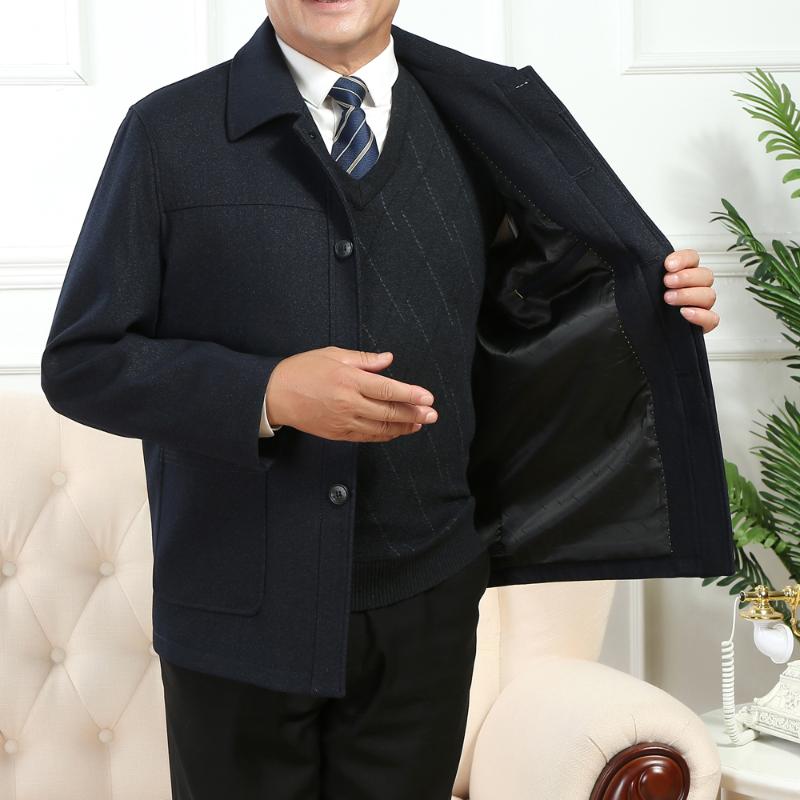 

2020 Autumn And Winter New Lapel Men's Casual Zipper Warm Jacket Thick Coat Loose Fit Size -4XL Drop Shipping, Black without velvet