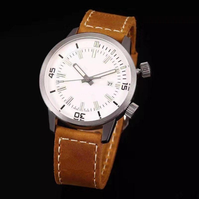 

Top quality man sport watch mechanical automatic watches leather strap wristwatch black dial 048, Slivery;brown
