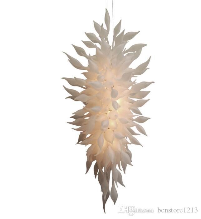 Custom White Blown Glass Chandelier Lighting Hotel Wedding Decorative Pendant Lights Modern Restaurant Led Light Crystal Chandelier-image-525073862