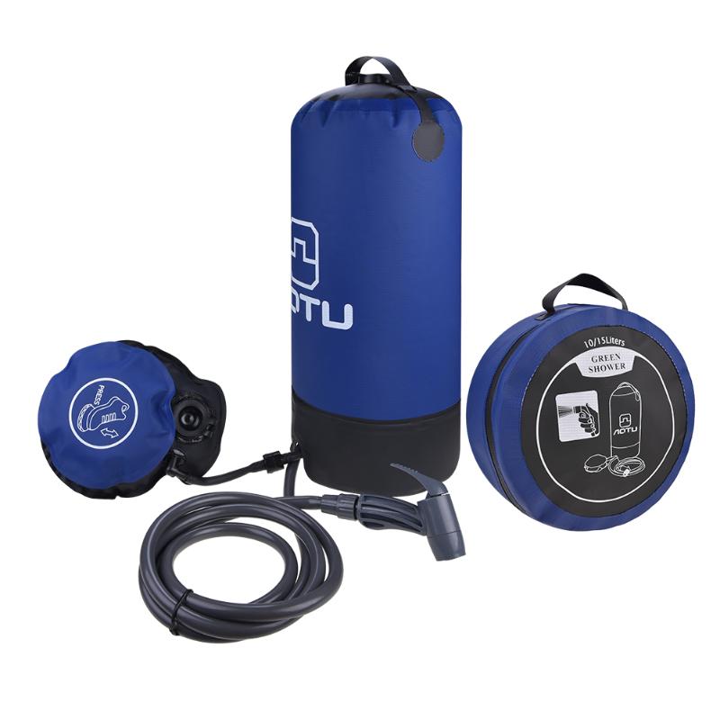 

Outdoor Camp Shower Portable Folding Camping Hiking Shower Equipment 11L water bag sports camping supplies flexible bucket D30, Blue