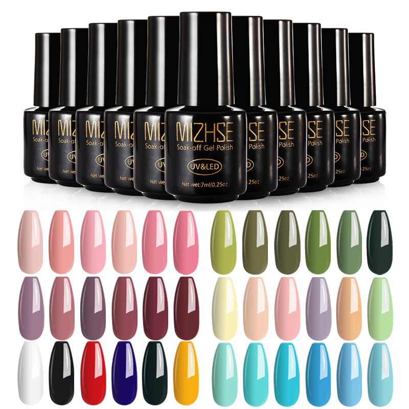 

MIZHSE 6pcs/lot UV Gel Nail Polish Set Soak Off Nail Art Gel Kit UV Varnish Semi Permanent Lacquer Sequins Gellak, P05