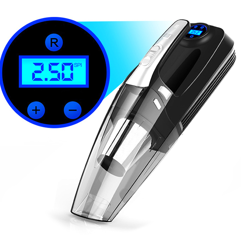 

Portable Car Dual Use Car Auto Inflatable Air Compressor Multi Function Vacuum Cleaner + Inflator Pump with Digital Display