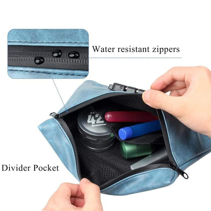 

Smell Proof Bags with Combination Lock Leather Smoking Odor Stash Waterproof Container Storage Case1294T