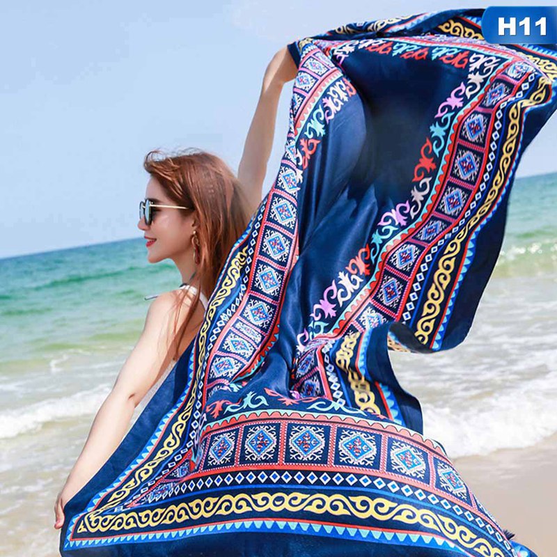 

Ethnic Scarf Summer Beach Silk Scarves Women Bohemia Chiffon Shawl Wrap Sunscreen Pareo Cover Up Large bandana Female Holiday