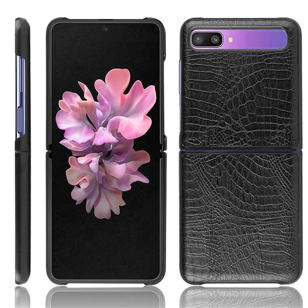 

For Samsung Galaxy Z Flip Case Luxury Crocodile Skin PU Leather Hard Back Cover Case For Samsung Z Flip ZFlip Case, Orange