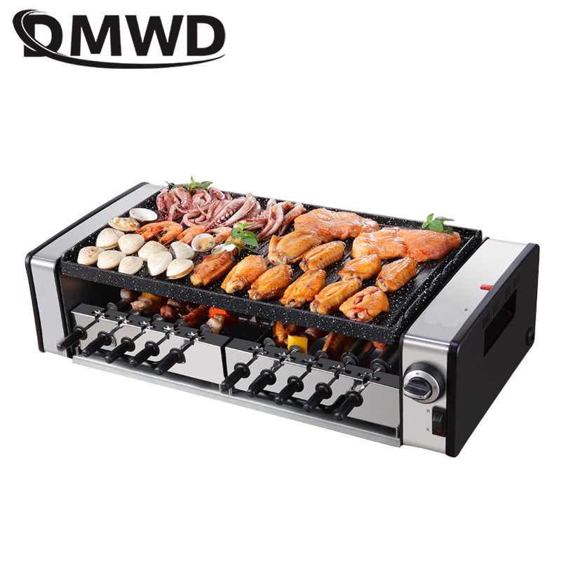 

DMWD Household electric oven smoke-free non stick electric baking pan grill skewers household machine barbecue grill