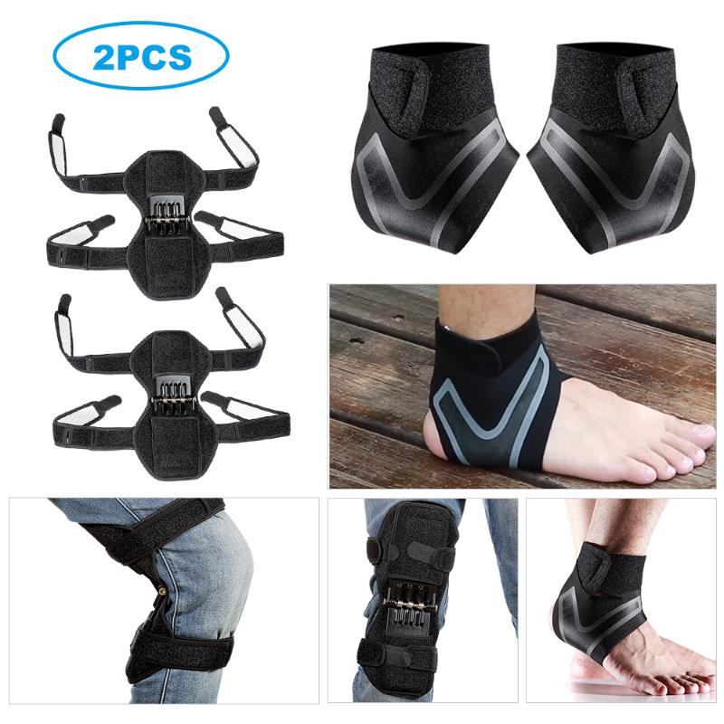

Joint Support Knee Pads Ankle Pad Breathable Non-slip Lift Knee Pads Powerful Rebound+Ankle Support Motorcycle Accessories, As pic