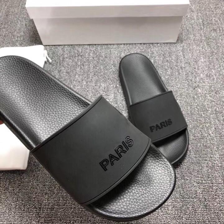 

New Fashion Paris Sliders Mens Women Summer Sandals Beach Slide Slippers Ladies Flip Flops Loafers Sky Blue fashion lady shoes Chaussures