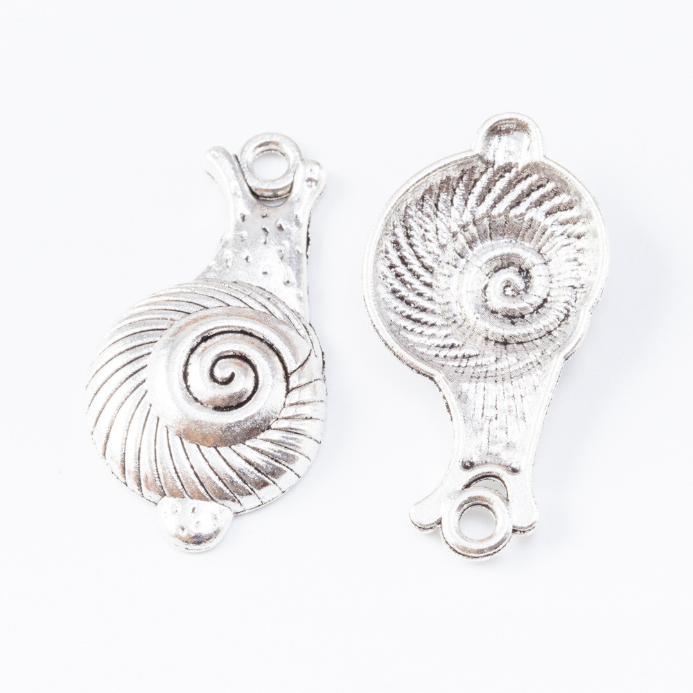 10 x Tibetan Style Charms Silver Colour Whelk Conch Seashell 19mm 10 x Tibetan Style Charms Silver Colour Whelk Conch Seashell 19mm