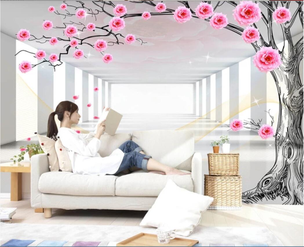 

3d wallpaper custom photo murals 3D space expands romantic rose tree TV background wall decor wall art pictures, Non-woven fabric