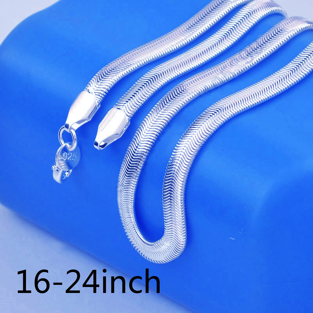 

KASANIER 6MM Wide16-24Inch Nice 925 Silver Soft Smooth Snake Men/Women Fashion Chain Necklace With Lobster Clasps Set Heavy Jewelry