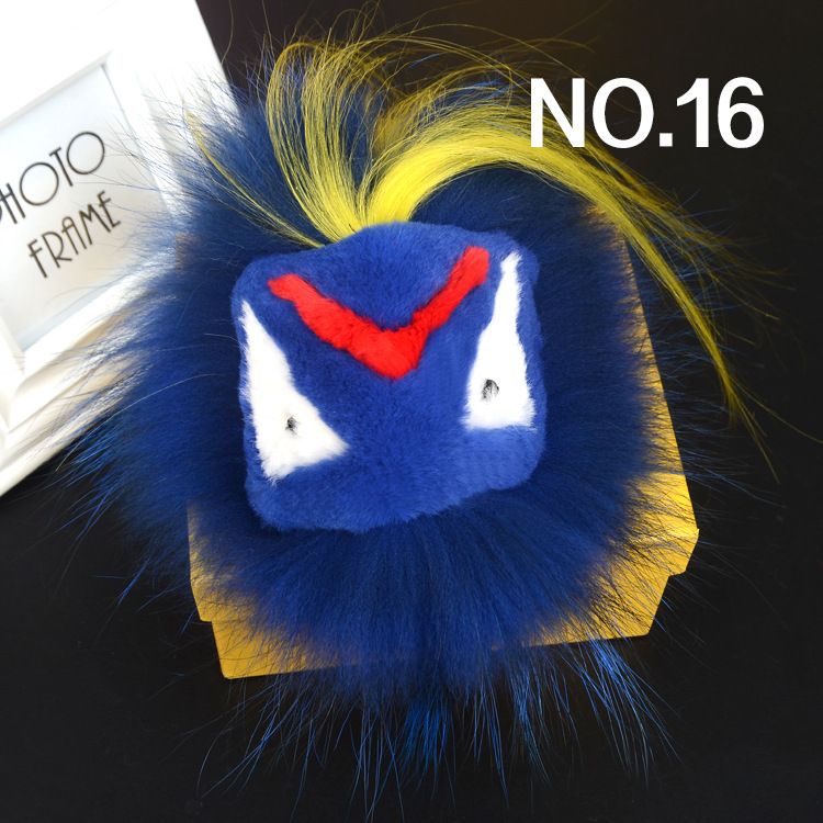 

Fashion luxury designer cute lovely hand made real fur little moster cartoon handbag charm car keychains