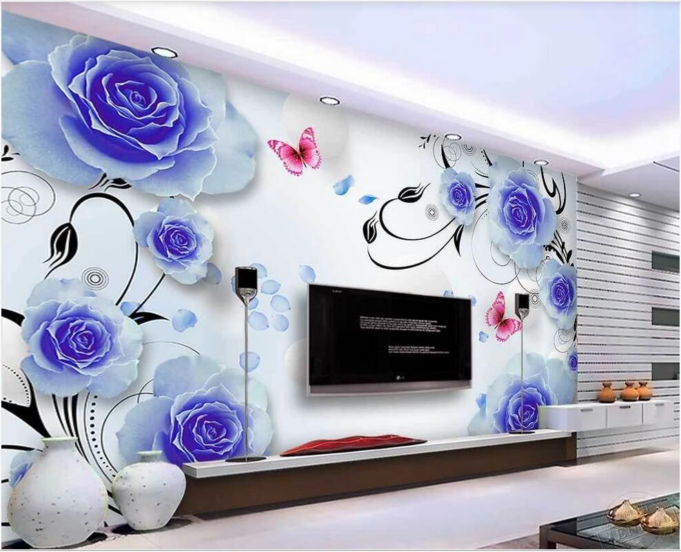

3d landscapes wall custom murals Blue rose blue demon three-dimensional ball elegant fashion 3D rose balls wall art canvas pictures, Non-woven fabric