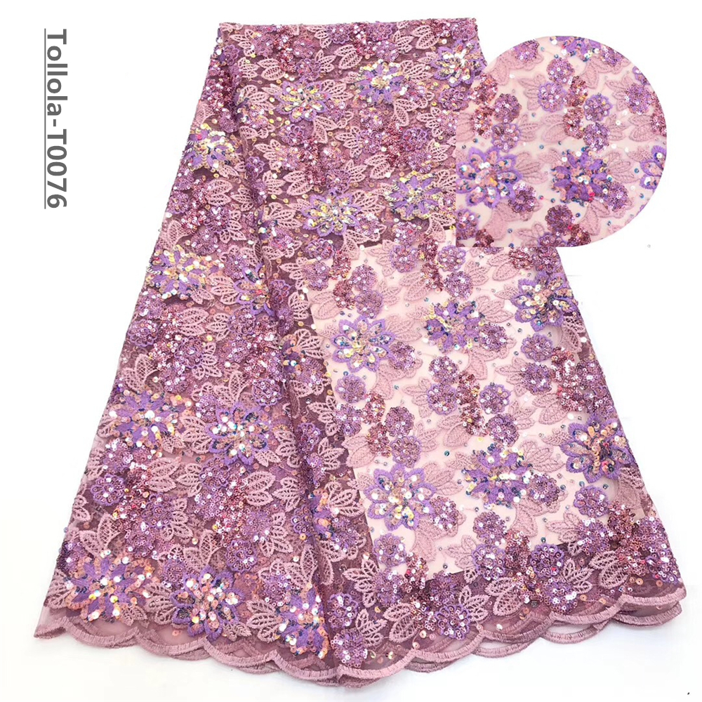 

Sequins Lace Fabric 2019 African Tulle Lace Fabric Embroidery African French Lace With Sequins For Nigerian Wedding Dress