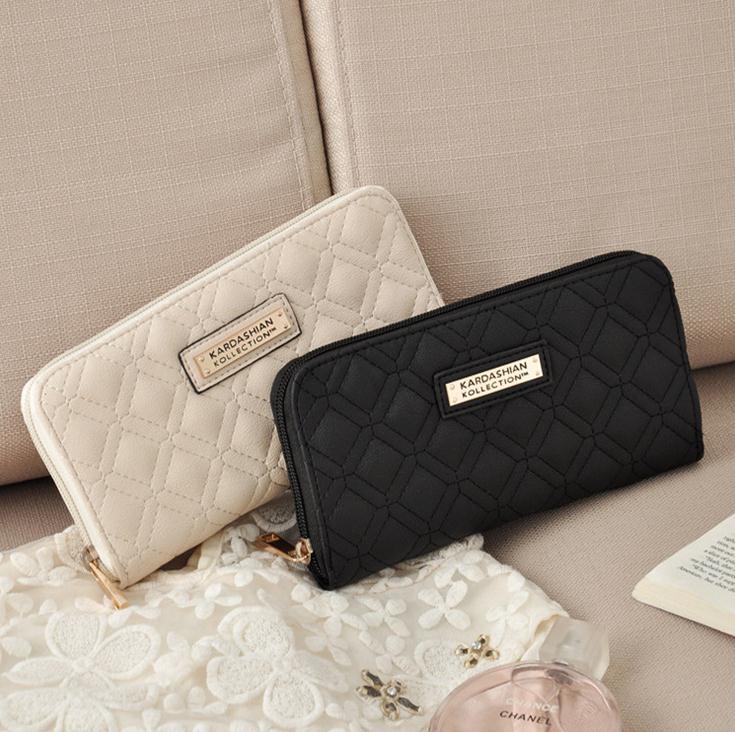 

Designer--2 colors KIM Kardashian kollection long design women's wallet KK clutch bags wallet women long design fashion women's, Black