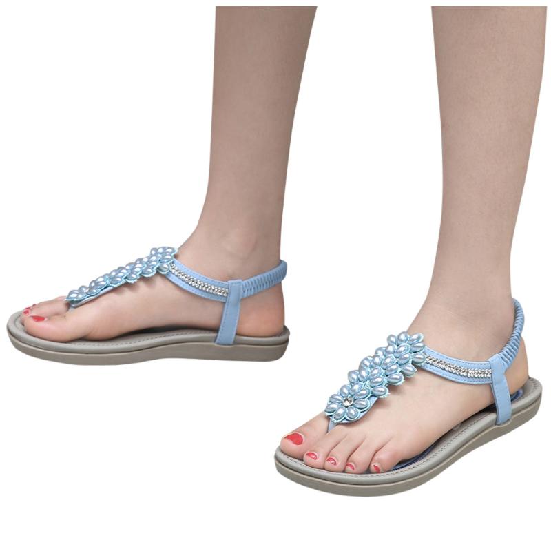 

SAGACE Plus Sise Sandals Women Luxury Crystal Rhinestone Bohemian Beach Shoes Women's Sandals Footwear For Summer Mujer, Black