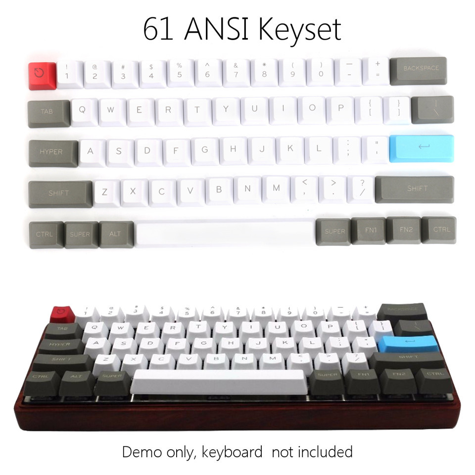 61 Key ANSI Layout OEM Profile PBT Thick Keycaps For 60% Mechanical