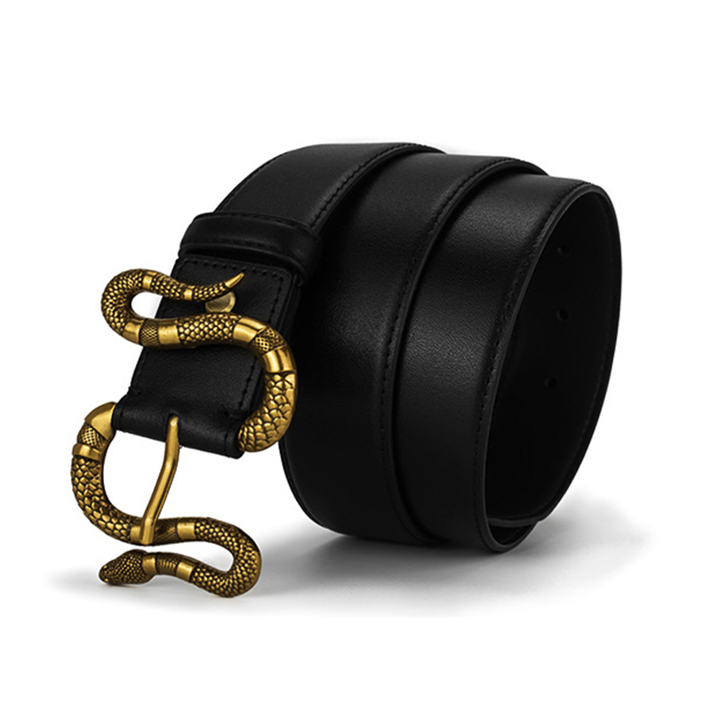 

Bisi Goro Fashion Snake Buckle Buckle Strap For Jeans Men Belt Vintage Cow Genuine Leather Cinturones Punk Style Para Hombre Y19051803, Black
