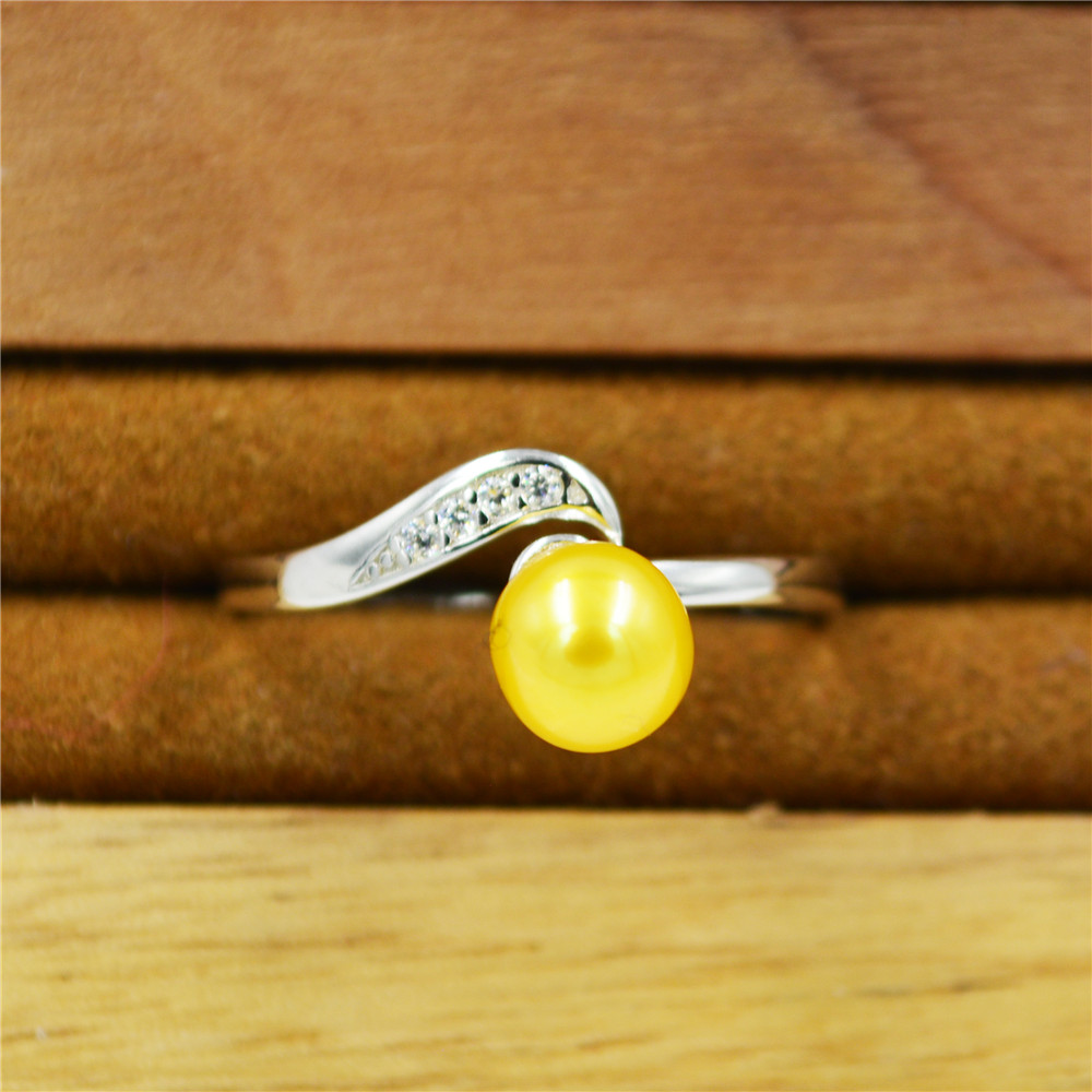 high quality 925 Sterling Silver Clear Cubic Zirconia Ring settings Mounting with open adjustable half-moon for pearls jewelry PS4MJZ003-image-442288960