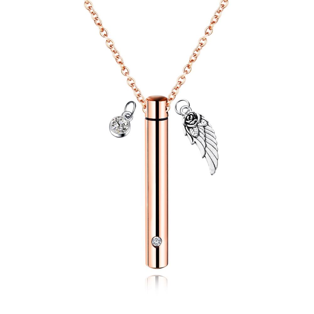 

Women Love Jewelry Rose Perfume Bottle Essential Oil Diffuser Necklace Silver Stainless Steel Bottle Necklace Gift For Men