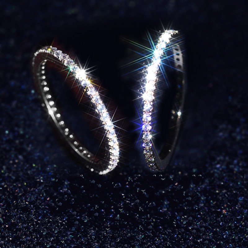 Handmade Bling Simple Fine Jewelry Real 925 Sterling Silver&Gold Fill Full White Sapphire CZ Diamond Gemstones Women Wedding Eternity Ring