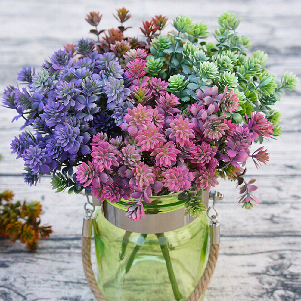 

7 forks/1 bundle artificial plants for Christmas home decoration ornamental flowerpot floristics Fake vases flower wedding gifts, Rose red