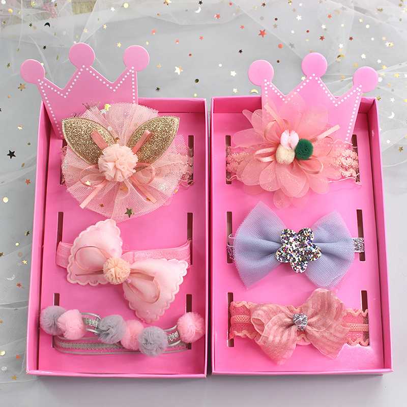 

3Pcs/Lot Ear Baby Headband Flower Bow Crown Elastic Hair Bands Turban Baby Hairball Girl Accessories NO BOX, 01 no box