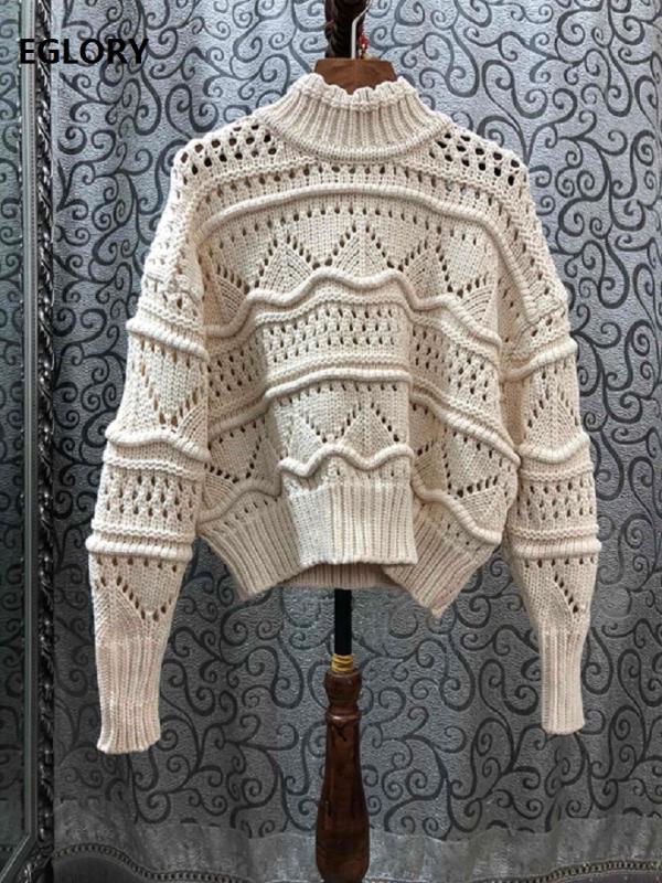 

Turtleneck Sweaters 2020 Spring Autumn Knitwear Women Crochet Knitting Long Sleeve Casual Blue Apricot Jumper Female Knitwear
