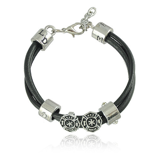

Flower titanium steel leather rope bracelet men's titanium steel bracelet titanium steel accessories
