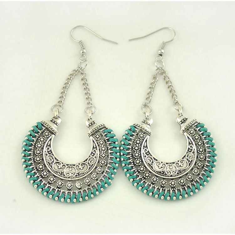 

Exaggerated hollow carved earrings metal woven U-shaped woven flower basket earring E1644