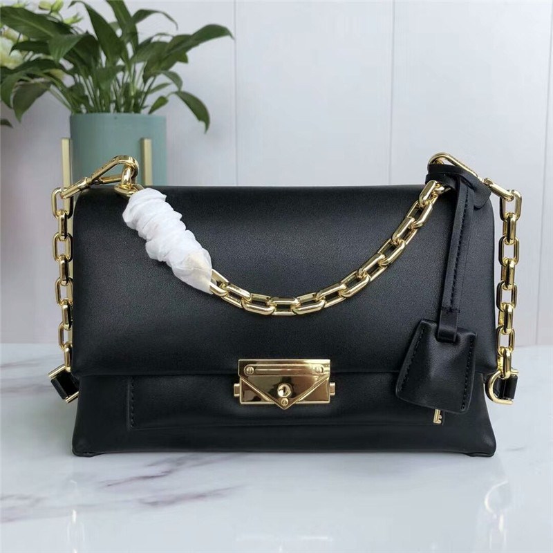 

Best Selling Women Luxury Designer Bag Handbag Soft Genuine Leather Medium Size Bag Metal Chain Strap Shoulder Bag for Women, Black