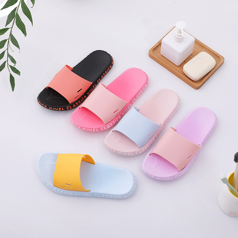 

New Summer Women Slipper Non-slip Cute Indoor House Shoes Women Slippers Skid Resistance Womans Shoes Simple Pink Slides PVC, Black