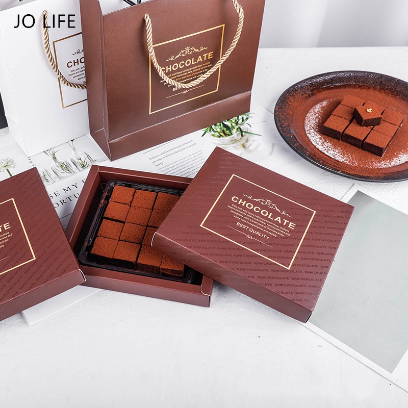 

JO LIFE 2set Elegant Gold Printed Chocolate Packaging Box Upscale Birthday Candy Dessert Wedding Gift Chocolate Window