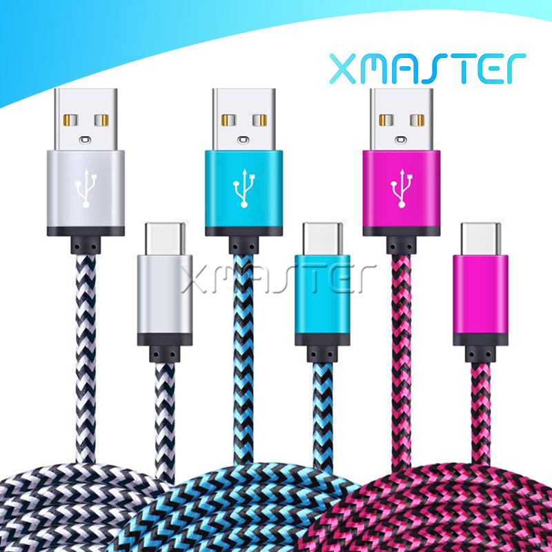 

Colorful Braided Fast Charging Cables 3ft 6ft 9ft Type C Micro USB Data Sync Charger Cellphone Cable Wire for Samsung S21 LG xmaster, Mix colors;pls remark