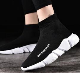 

2020 Sock shoesNew arrival Fashion mens running shoes men's women's fashion sneakers Fashion Flat Sock Boots Casual Shoes size36-44 022, Black