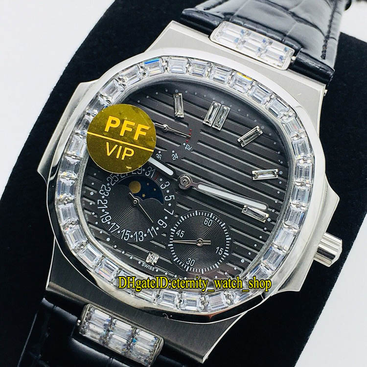 

PFF V2 Top Edition Sport Nautilus 5724G-001 Moon Phase Power Reserve Gray Dial Automatic 5712 Mens Watch Diamond 904L Steel Designer Watches, Box