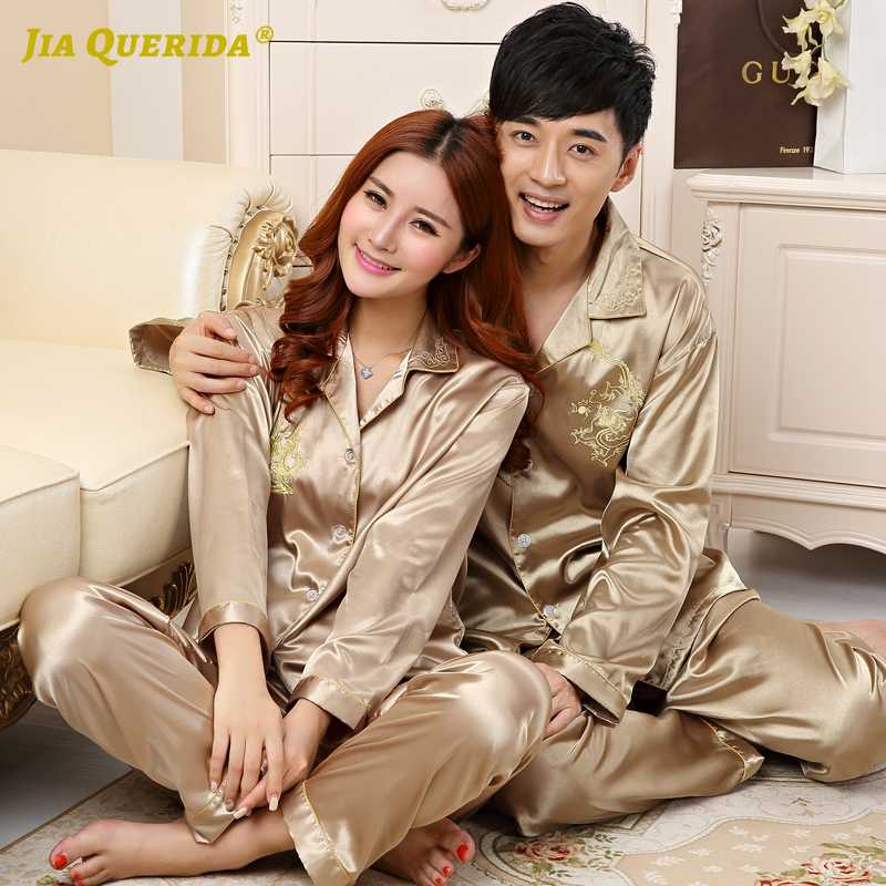 

Imitated Silk Satin Silk Couple Homesuit Homeclothes Fashion Style Casual Style Long Sleeve Long Pants Sleepwear New Pajamas Set, U2082-b