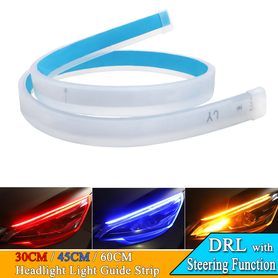 

1pcs DRL Turn Signal Flowing External Light Guide Strip Angel Eye Car Headlight Tears LED Daytime Running Light 30/45/60CM