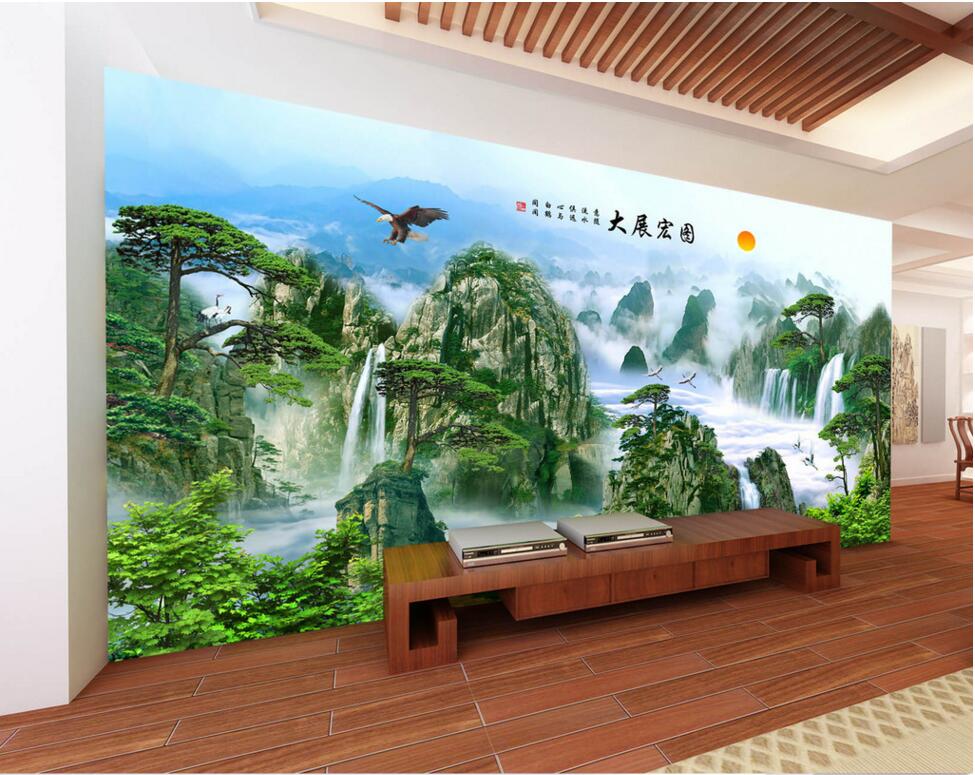 

WDBH custom photo 3d wallpaper Chinese grand exhibition eagle wings background living Room home decor 3d wall mural wallpaper for walls 3 d, Non-woven