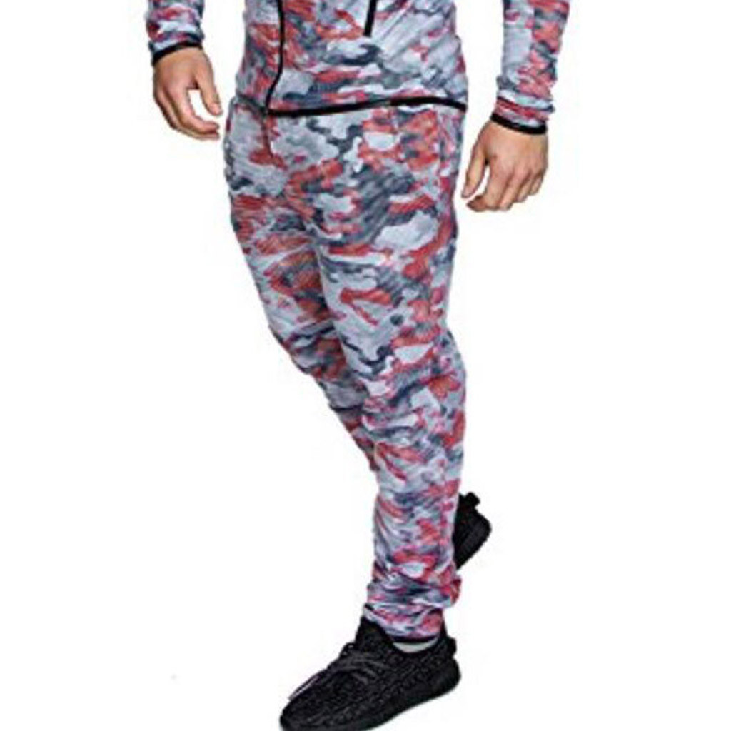 

trousers men spodnie meskie streetwear joggers Men's Long Casual Sport Pants Slim Fit Plaid Trousers Running Joggers Sweatpants, Black