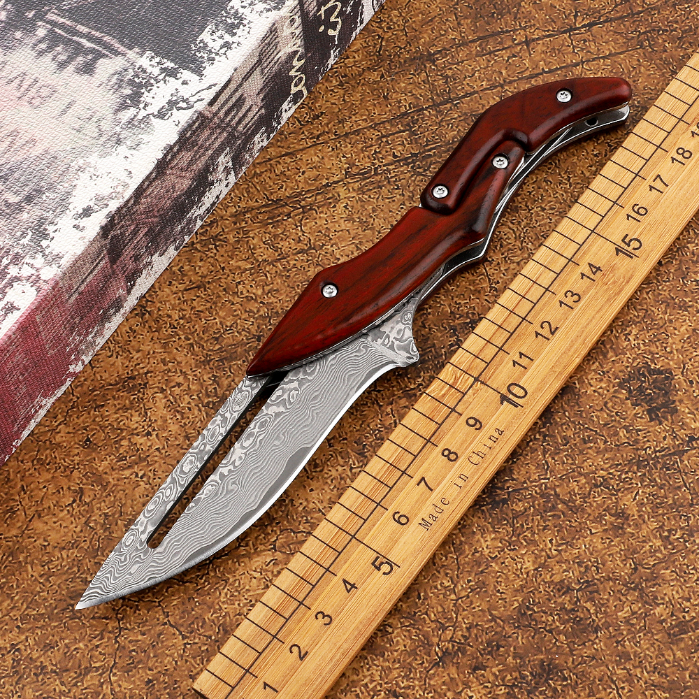 

mechanical folding knife Damascus straight knife fixed outdoor tactical camping survival survival EDC pocket self-defense knife utility