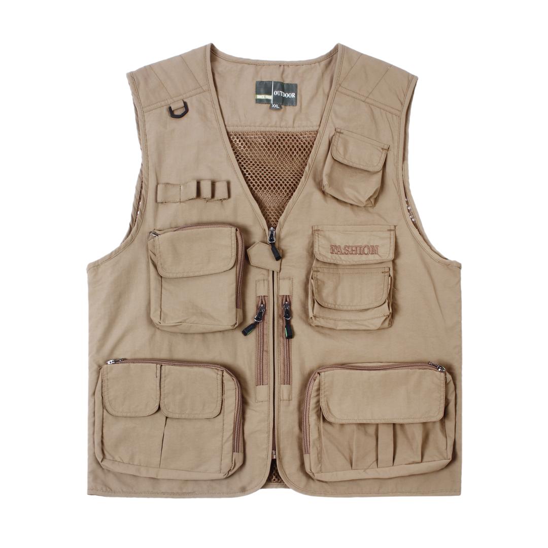 Spring Autumn Mens Multi Pocket Mesh Vest Fishing Hunting Photo Jacket Waistcoat