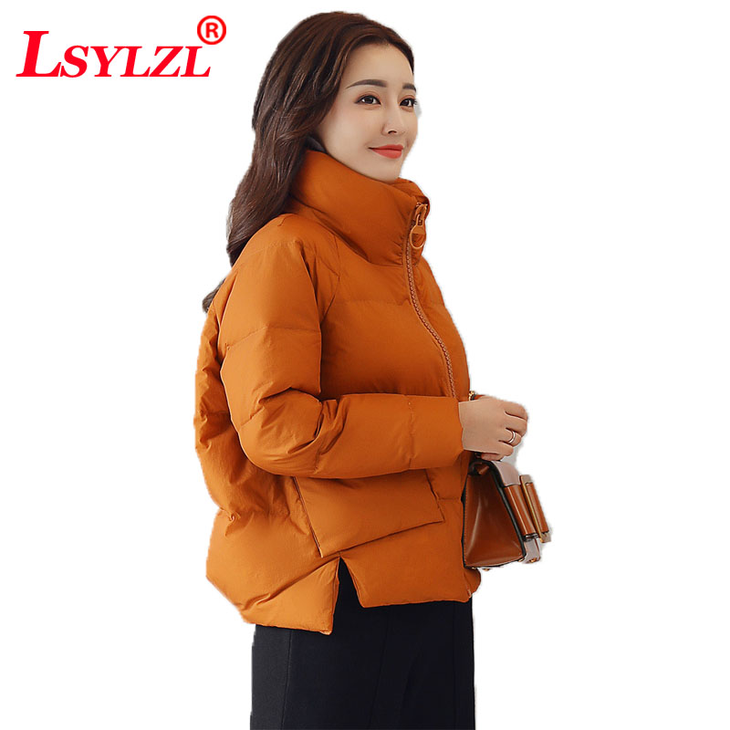 

Causal Stand Collar Warm Winter Jacket Women 2018 New Down Parkas Cotton Padded Jacket Girls Slim Thick Short Female C315, White