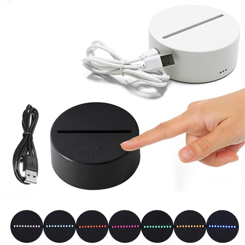 

3D Light LED Lamp Base USB Touch 7 Colors Changing switch LED 3D Illusion Night Lights for Bedroom Child Room Living Room Bar