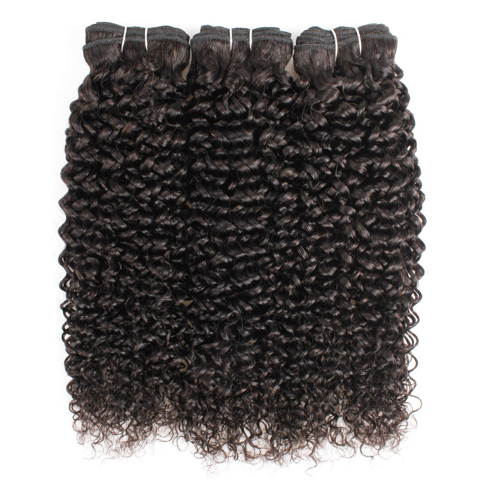 

Natural Color 3 Bundles Jerry Curly Human Hair Extensions Afro Style Brazilian Peruvian Malaysian Indian Remy Weft