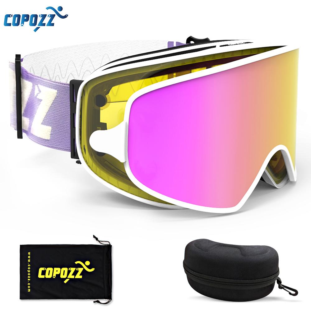 COPOZZ Magnetic 2 in 1 Ski Goggles with Case 2 Lenses for Night Skiing Ski Mask Anti-fog UV400 Snowboard Goggles for Men and Women-image-1037163801