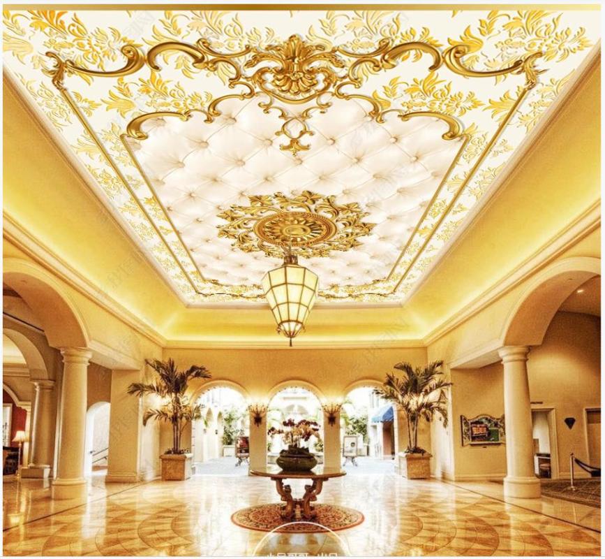 

Custom wallpaper for walls 3 d ceiling murals wallpapers Luxury golden European pattern soft package ceiling zenith mural fresco, As pic
