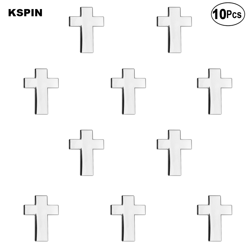 

Silvery Cross Badge Lapel Pin Flag badge Brooch Pins Badges 10Pcs a Lot