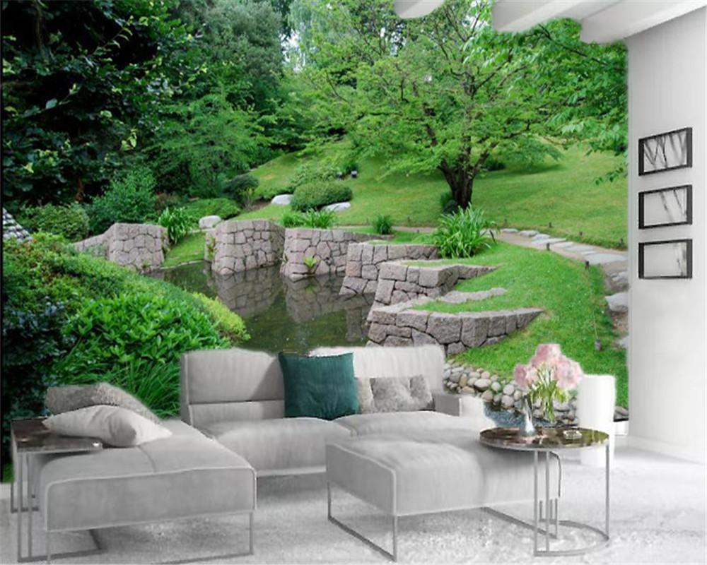 

Custom 3d Landscape Wallpaper Green Forest Park Customized Beautiful Scenery HD Decorative Beautiful Wallpaper, As pic