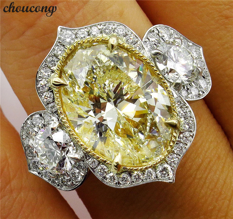 

choucong Luxury Flower ring 5A Zircon Cz 925 Sterling silver Anniversary Wedding Band Rings for women Finger Jewelry Gift